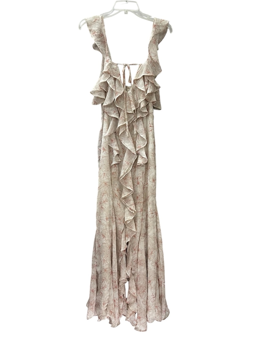 NWT Storia Maxi Dress Floral Ruffle Pink Cream-Beige Women’s Size Medium